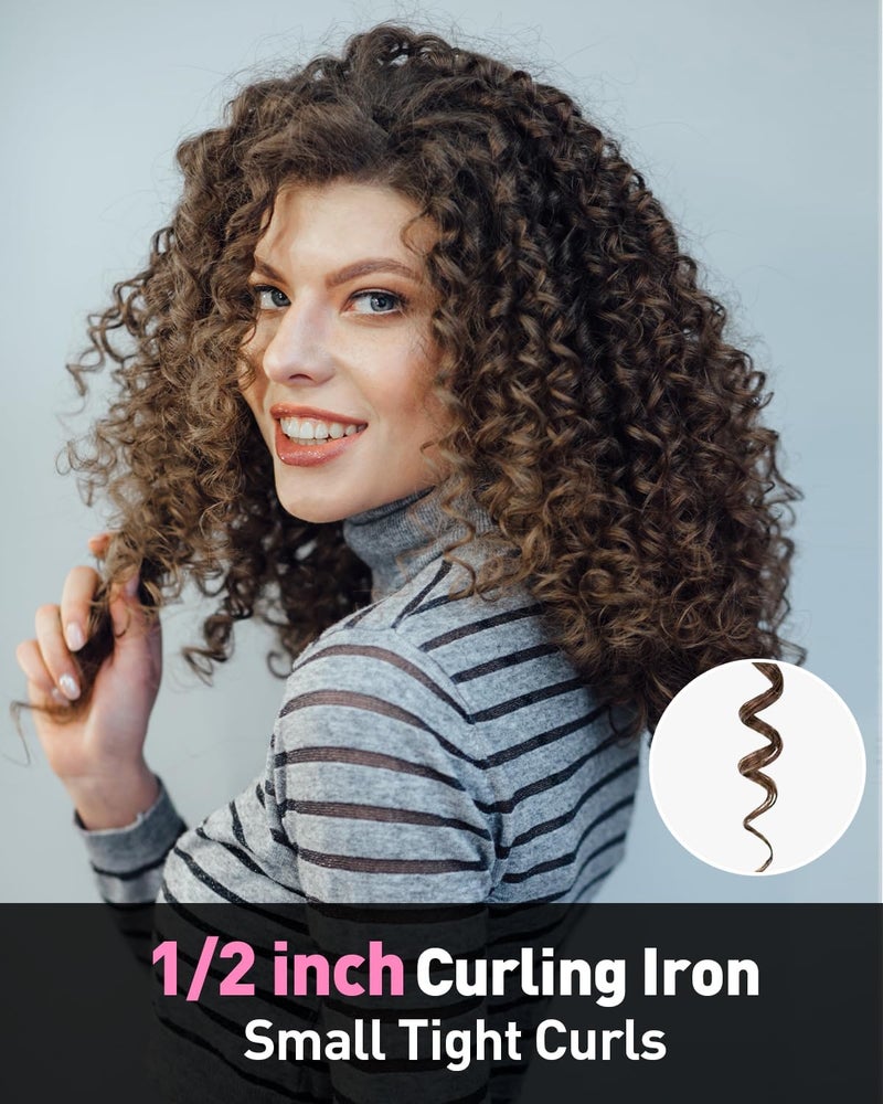 Yeegor 1/2 inch Thin Curling Iron,Extra Long Barrel Culing Wannd,100-240V Dual Voltage Small Hair Curler for Tight Curls,12 Temps - Image 2